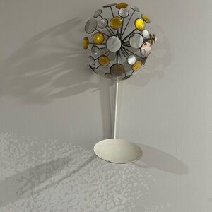 Modern Metal Wall Sculpture with Yellow and Silver Accents